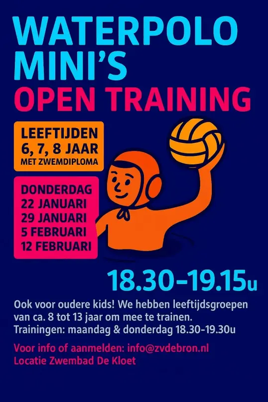 Waterpolotrainingen voor 6, 7 en 8 jaar